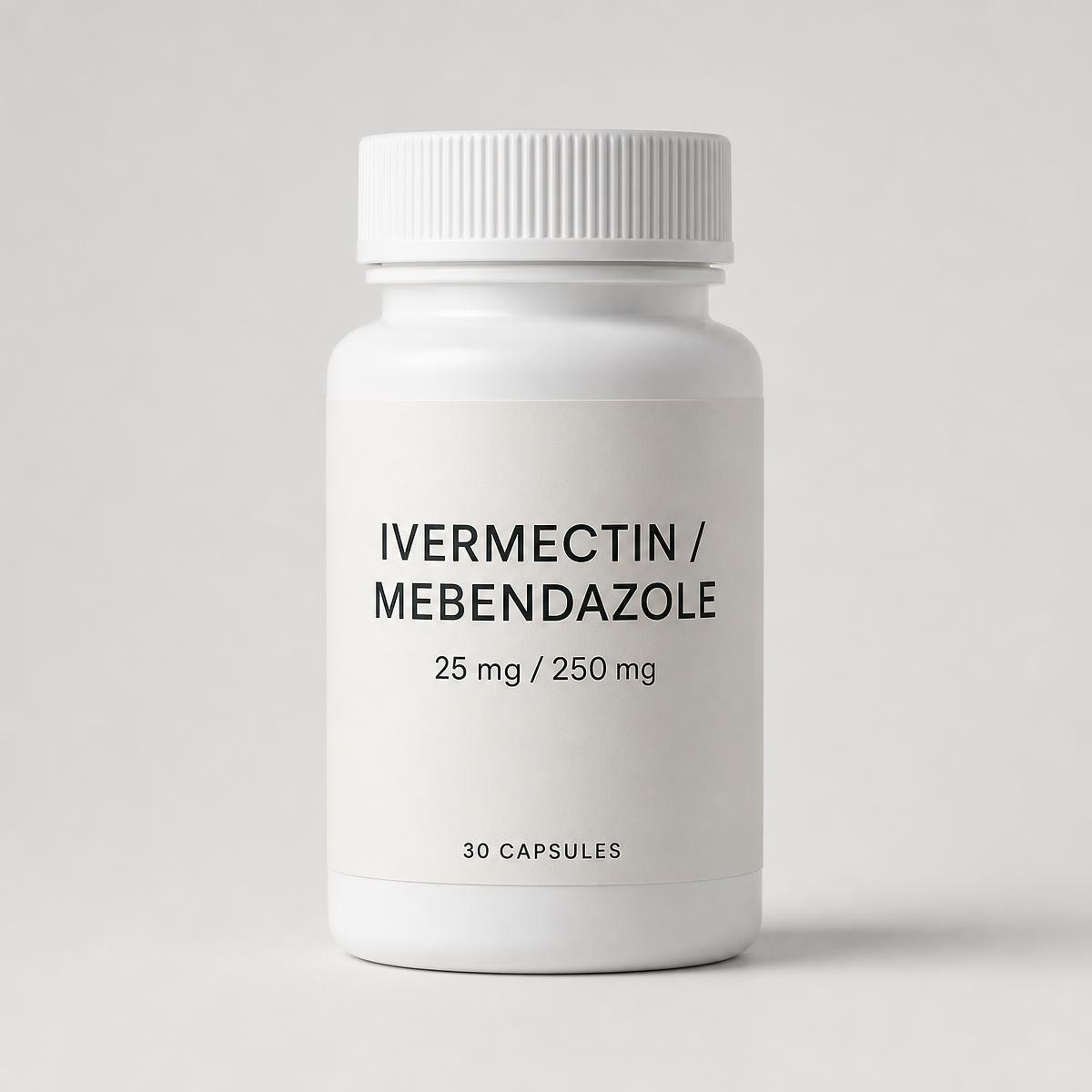 Ivermectin / Mebendazole 25mg / 250mg, 30 capsule bottle